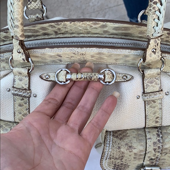 Dior Vintage Double Pocket Satchel bag with Python. - Picture 5 of 8